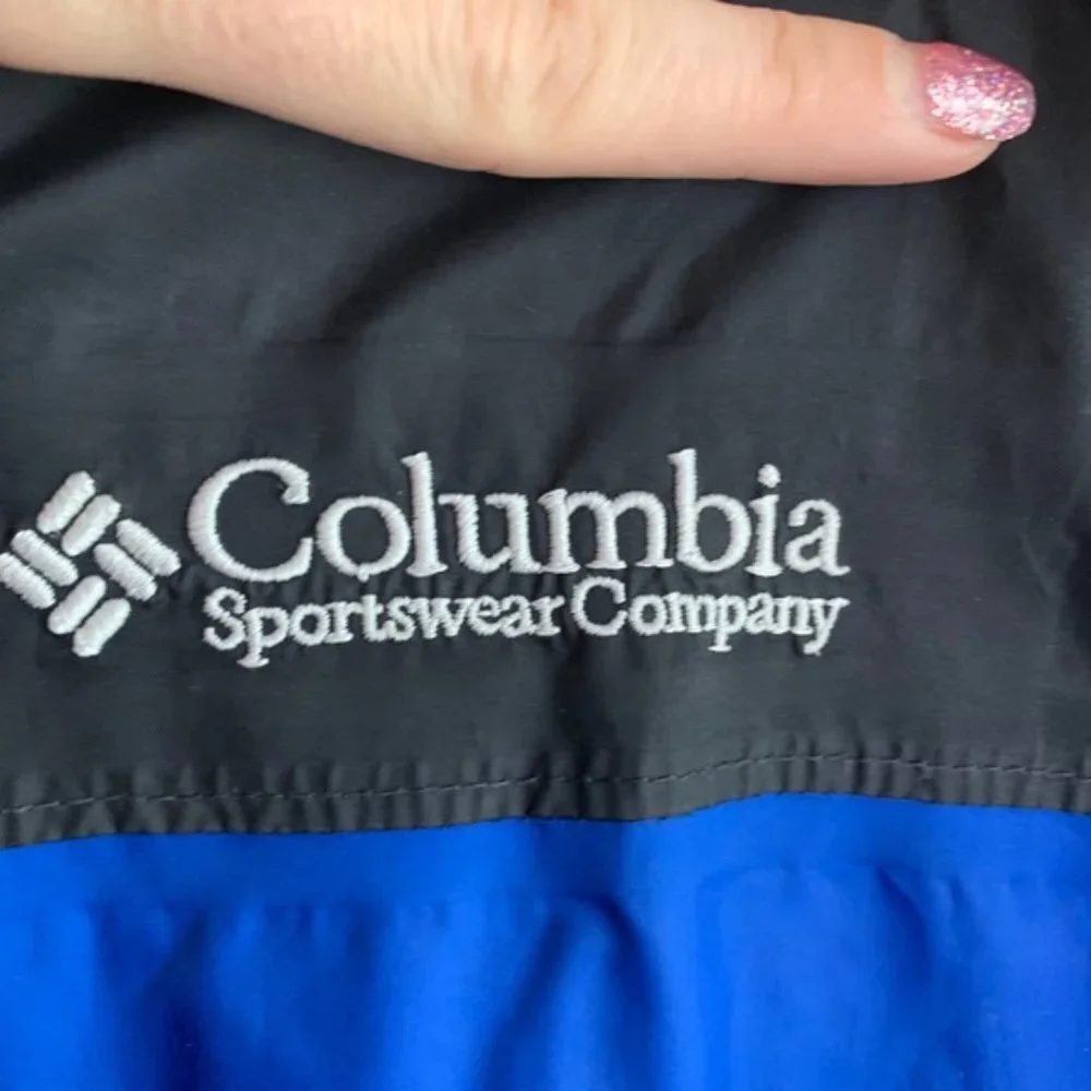 COLUMBIA Blue & Black Omnitech Waterproof Packable Full Zip Jacket